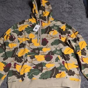 LRG Men's Zip Up Camouflage Sweater - Green, Yellow, Brown